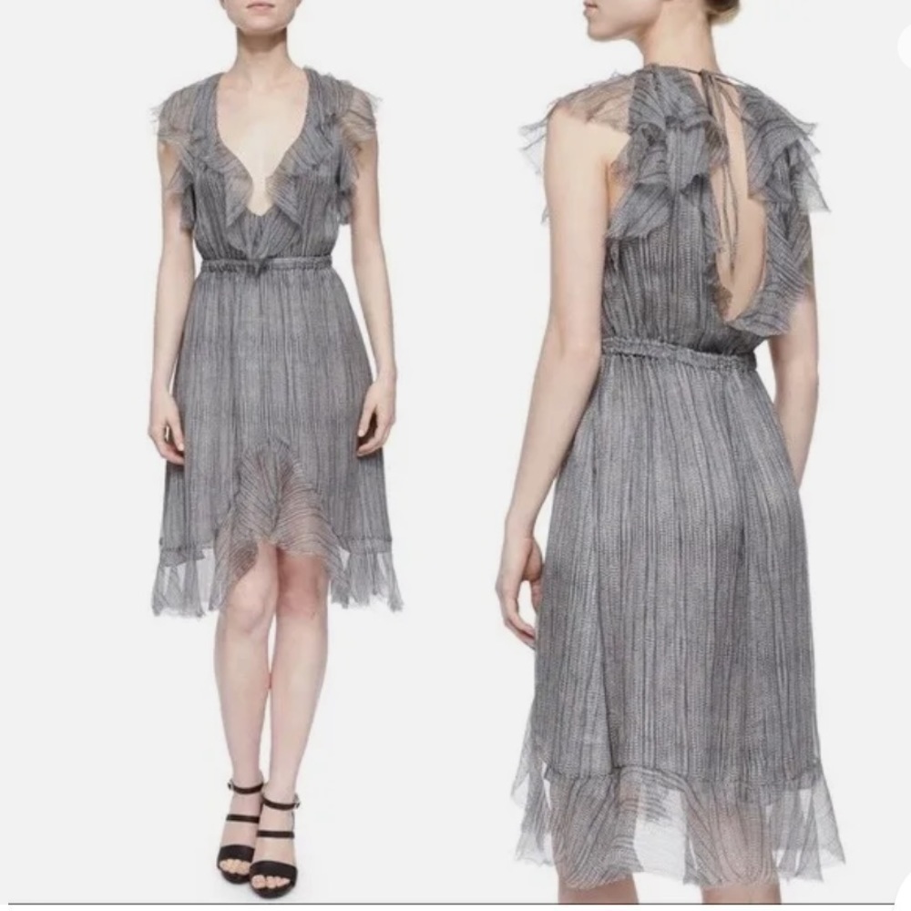 L'AGENCE Charcoal Ruffled High Low Dress